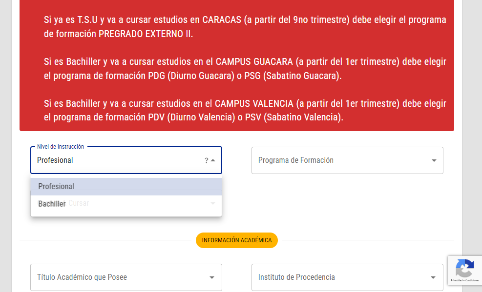 Selecciona tu Nivel de Instrucción