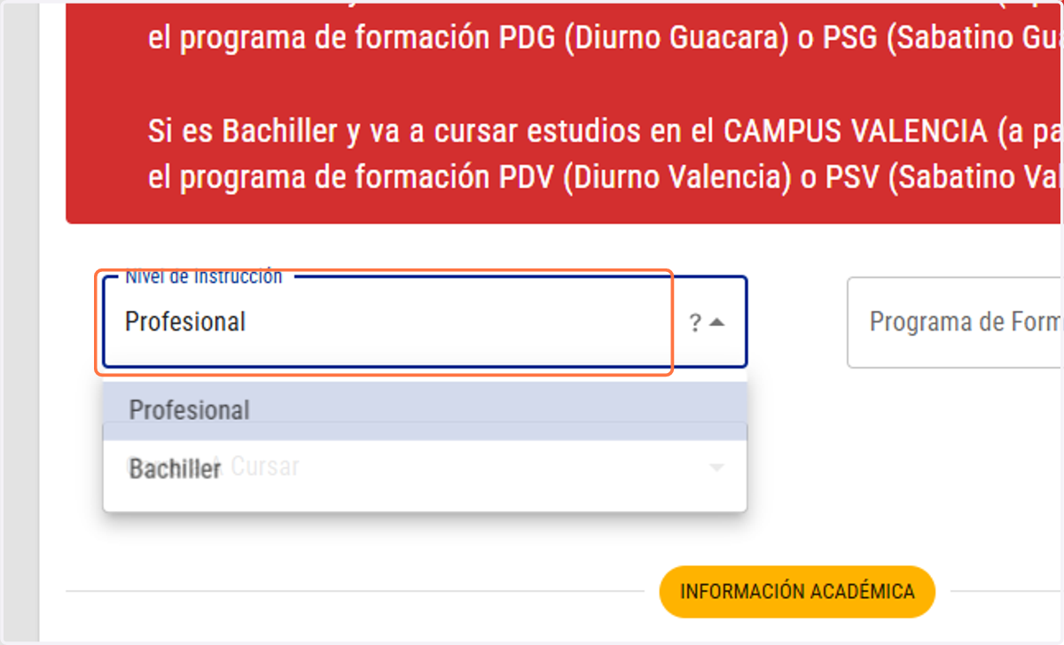 Selecciona tu Nivel de Instrucción