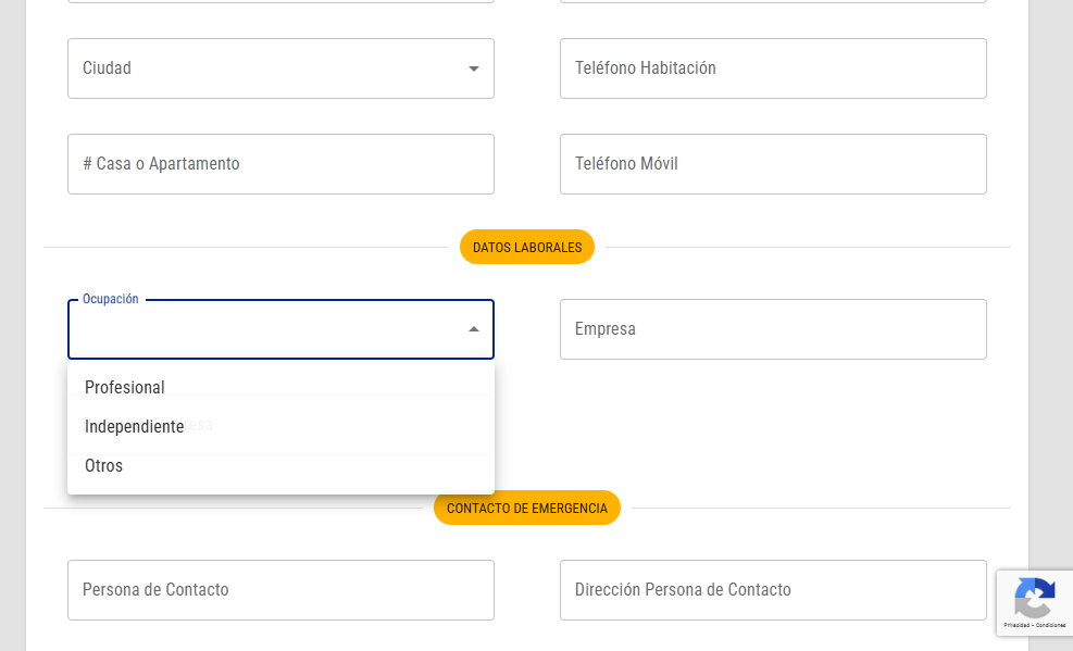 Selecciona tu Ocupación