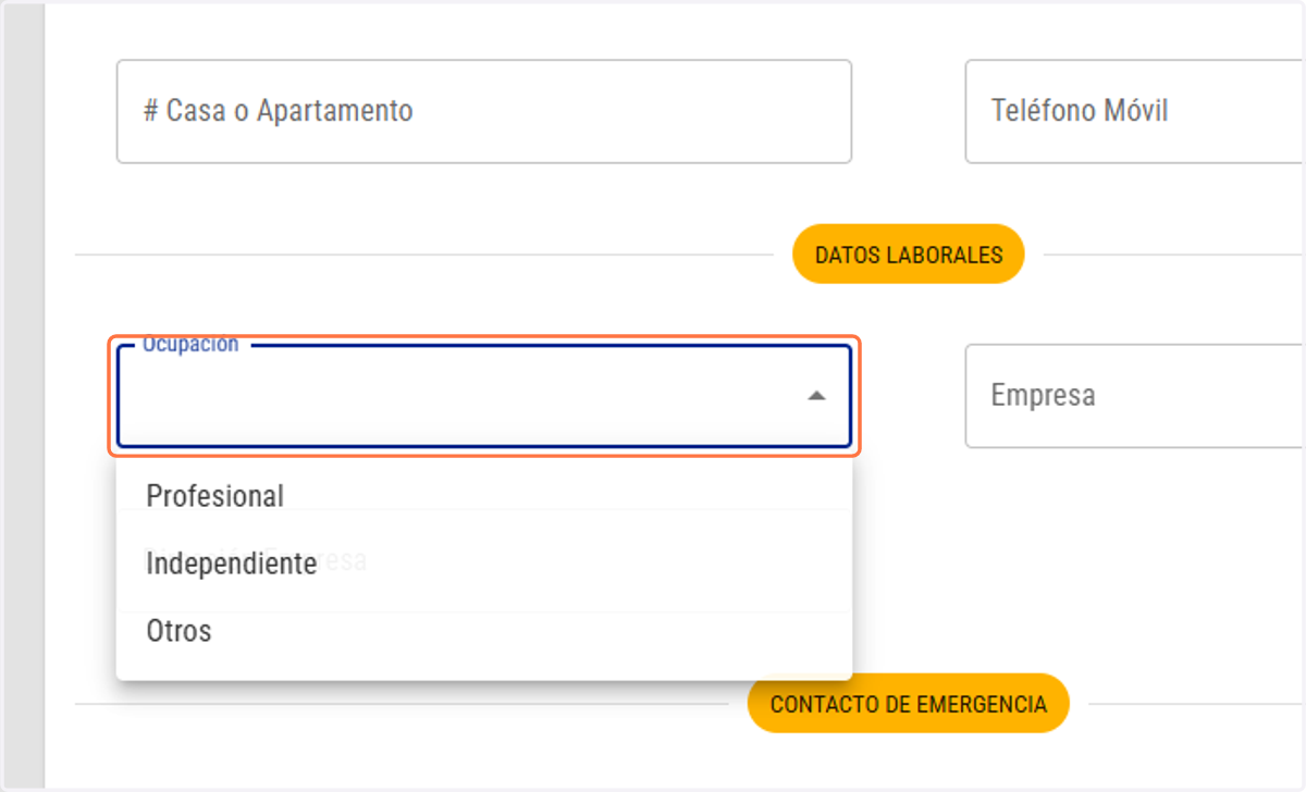 Selecciona tu Ocupación