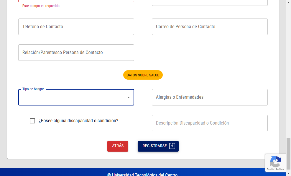 Finaliza con éxito tu registro como aspirante en el botón REGISTRARSE