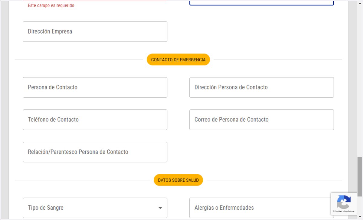 Proporciona los datos de un contacto de emergencia