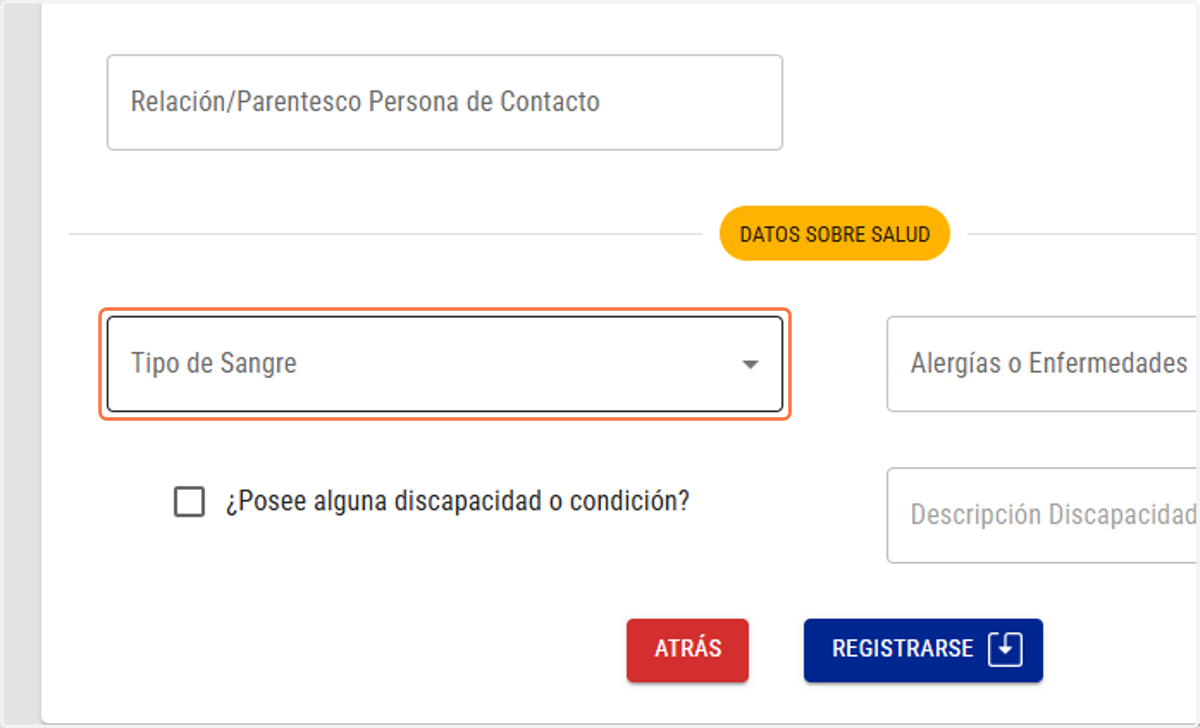 Seleccioa tu Tipo de Sangre