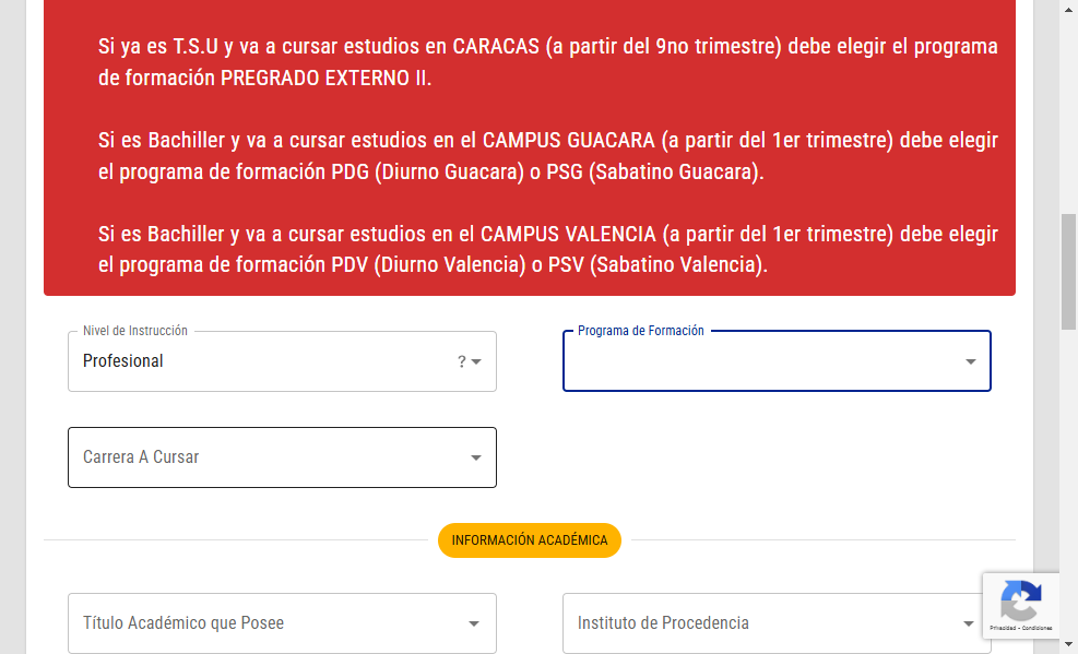 Selecciona tu Carrera A Cursar