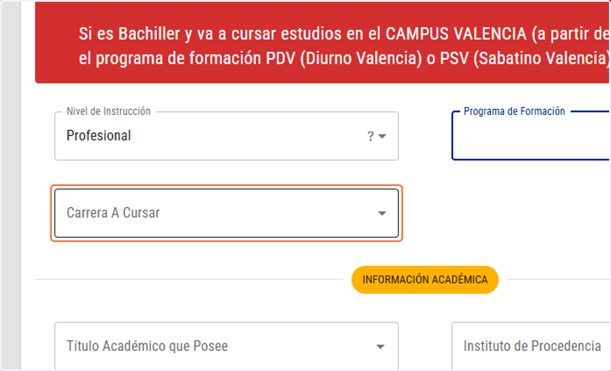Selecciona tu Carrera A Cursar