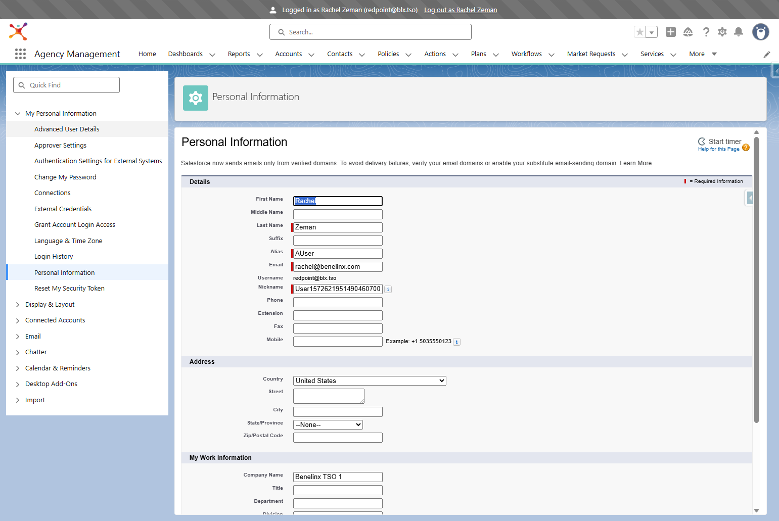 Select Advanced User Details