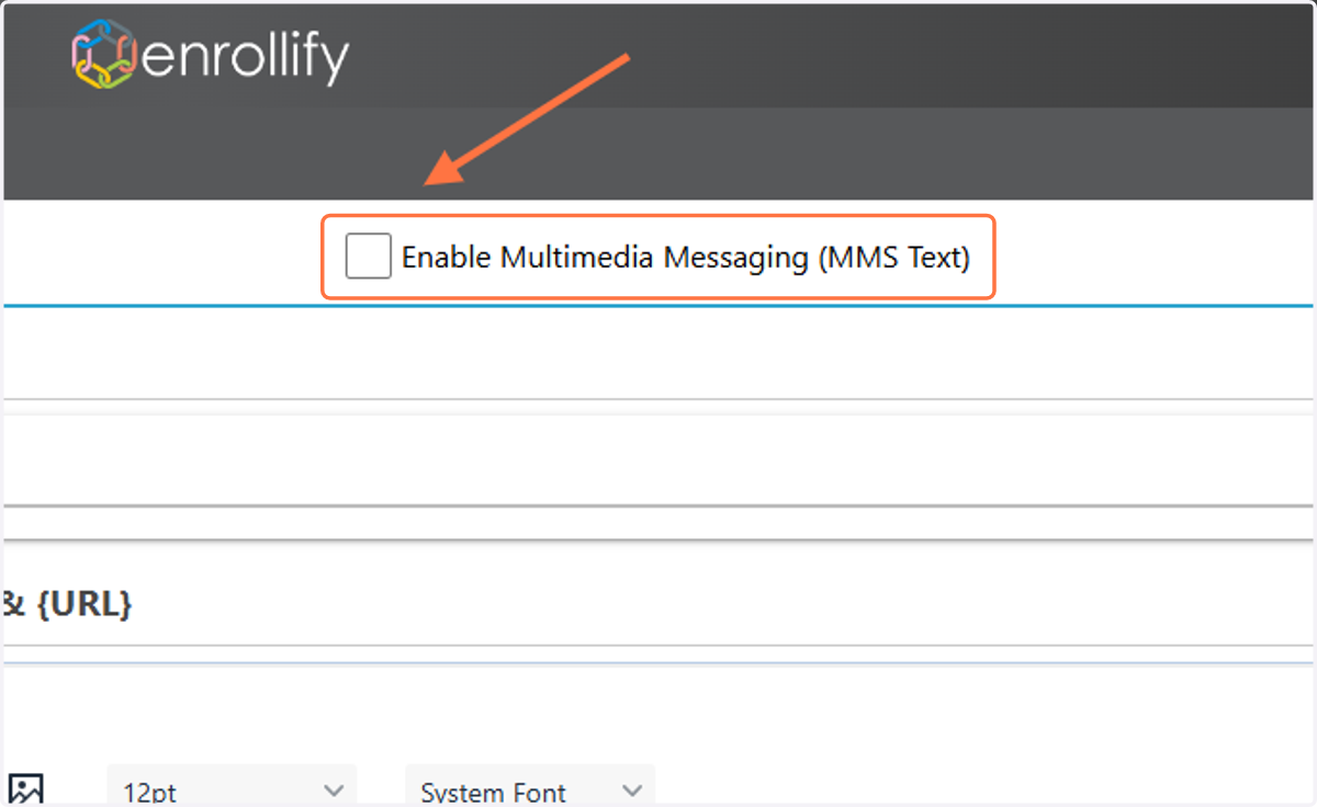 Once you have updated the MMS language and uploaded an image, check the "Enable MMS Text" box.