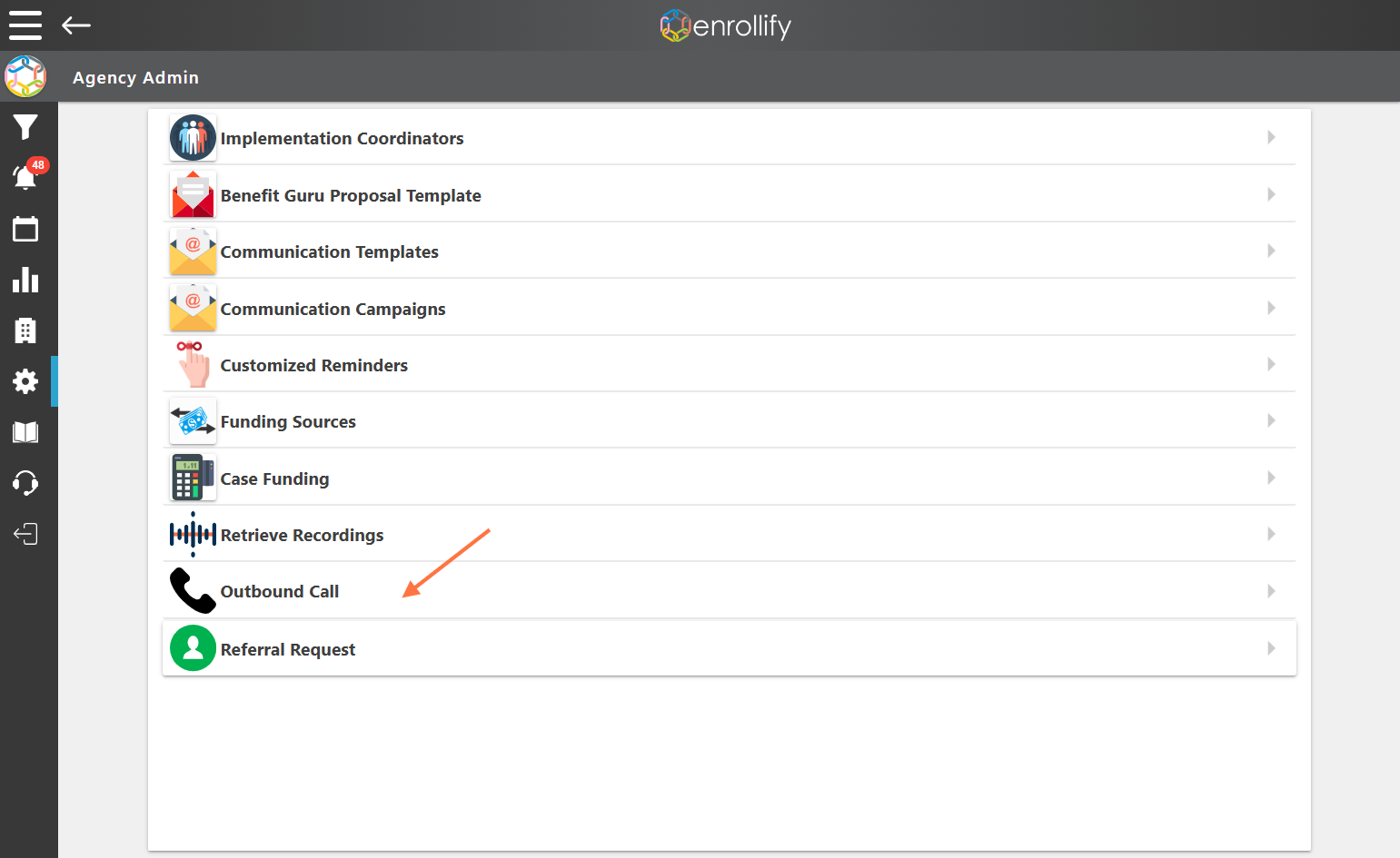 Click on "Referral Request"