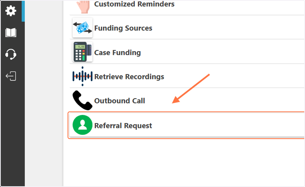 Click on "Referral Request"