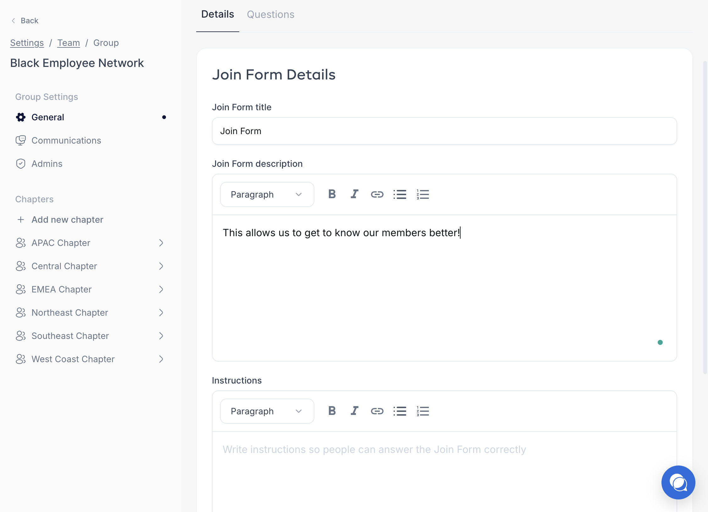 A. Type Join Form title B. Type in the form description and instructions