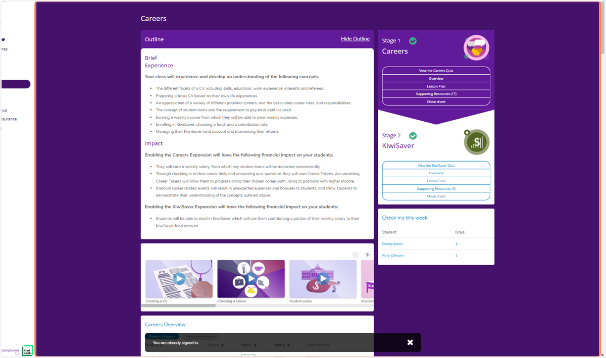 From the Careers section, scroll down.
