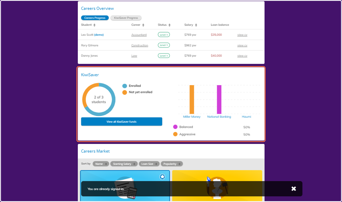 You will see a table with an overview of your classes interaction with Kiwisaver/Superannuation.