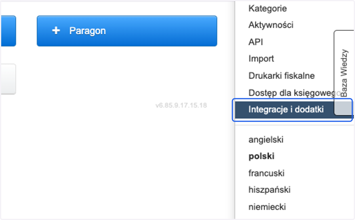 > Integracje i dodatki >
