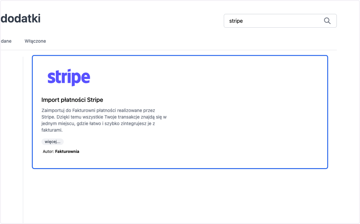 wejdź w szczegóły integracji > Stripe