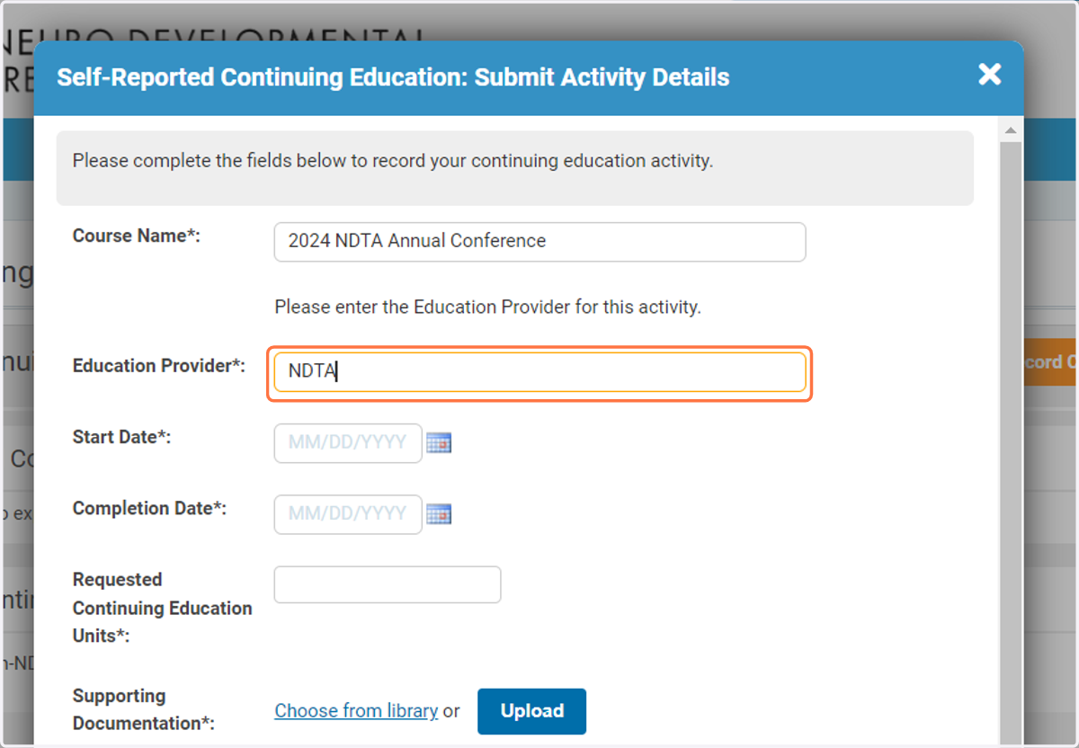 Please include the education provider