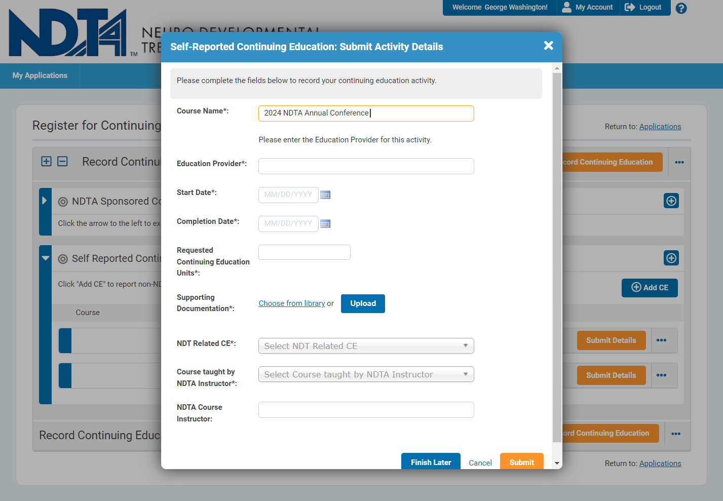 Please include the full title of the course that you are reporting