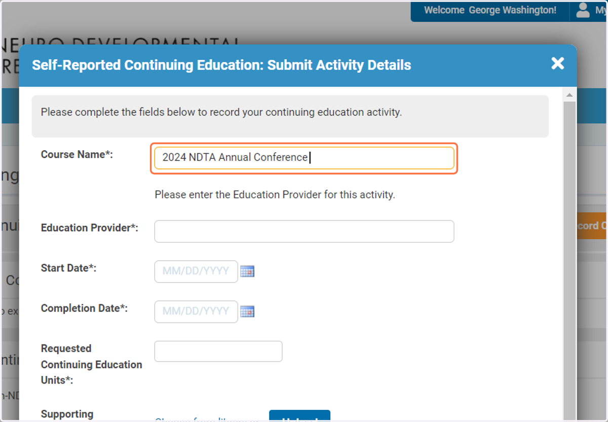 Please include the full title of the course that you are reporting