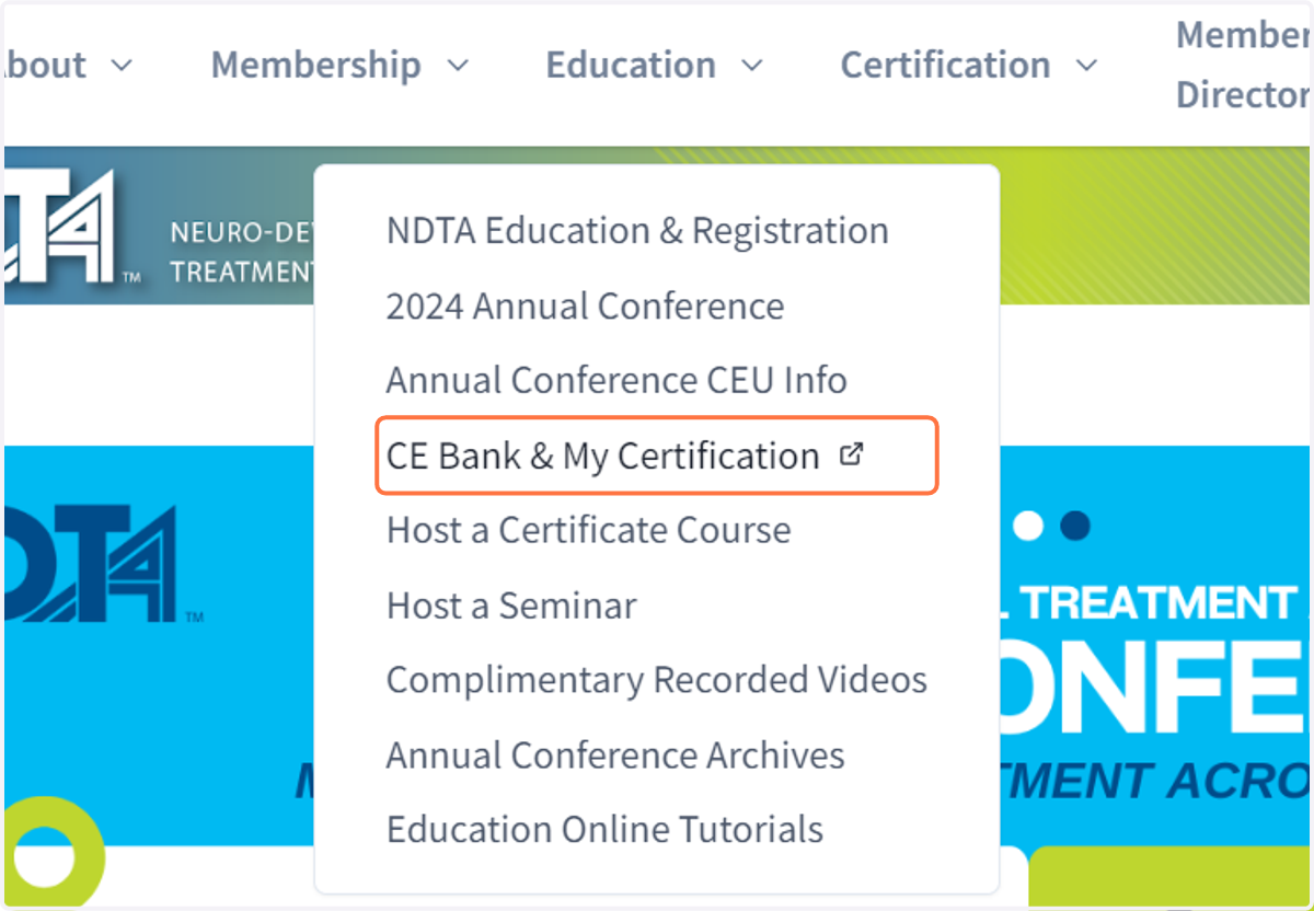 Click on CE Bank & My Certification