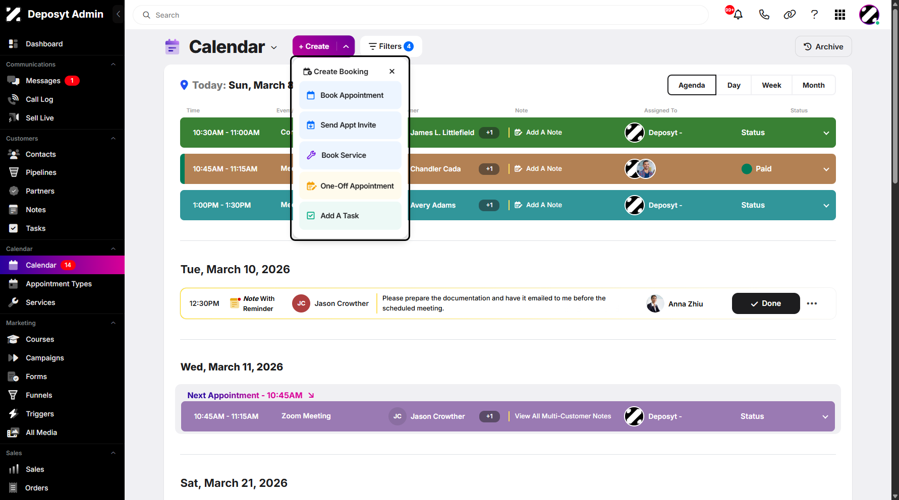 Step 4: A pop-up window will appear, allowing you to choose a booking type.