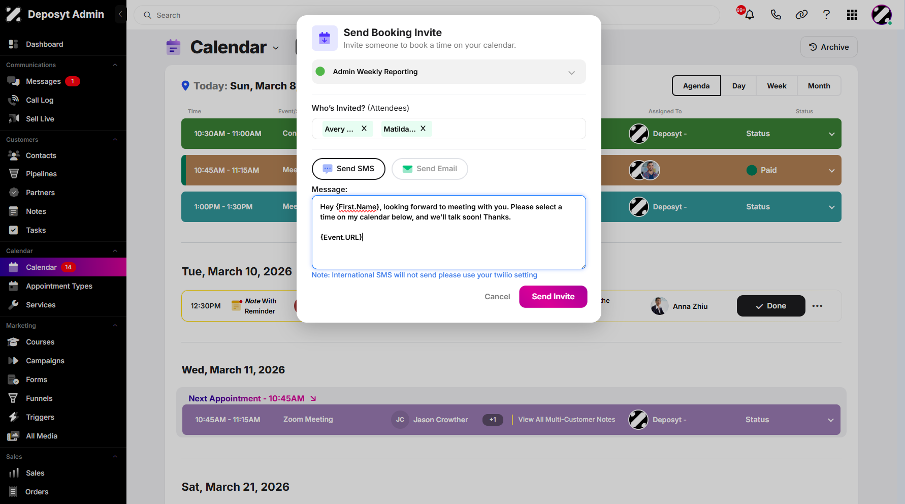 Step 10: Click on Send Invite to proceed.
