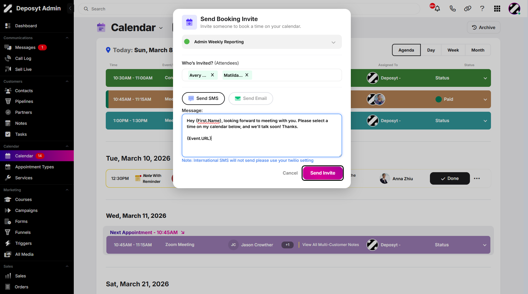 Step 10: Click on Send Invite to proceed.