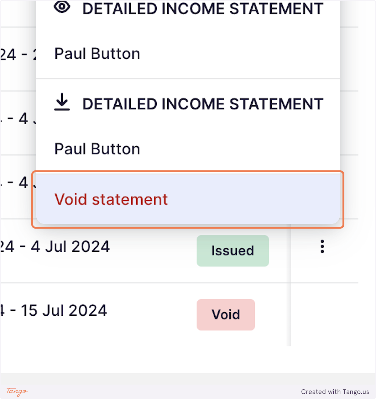 Scroll down and select Void statement