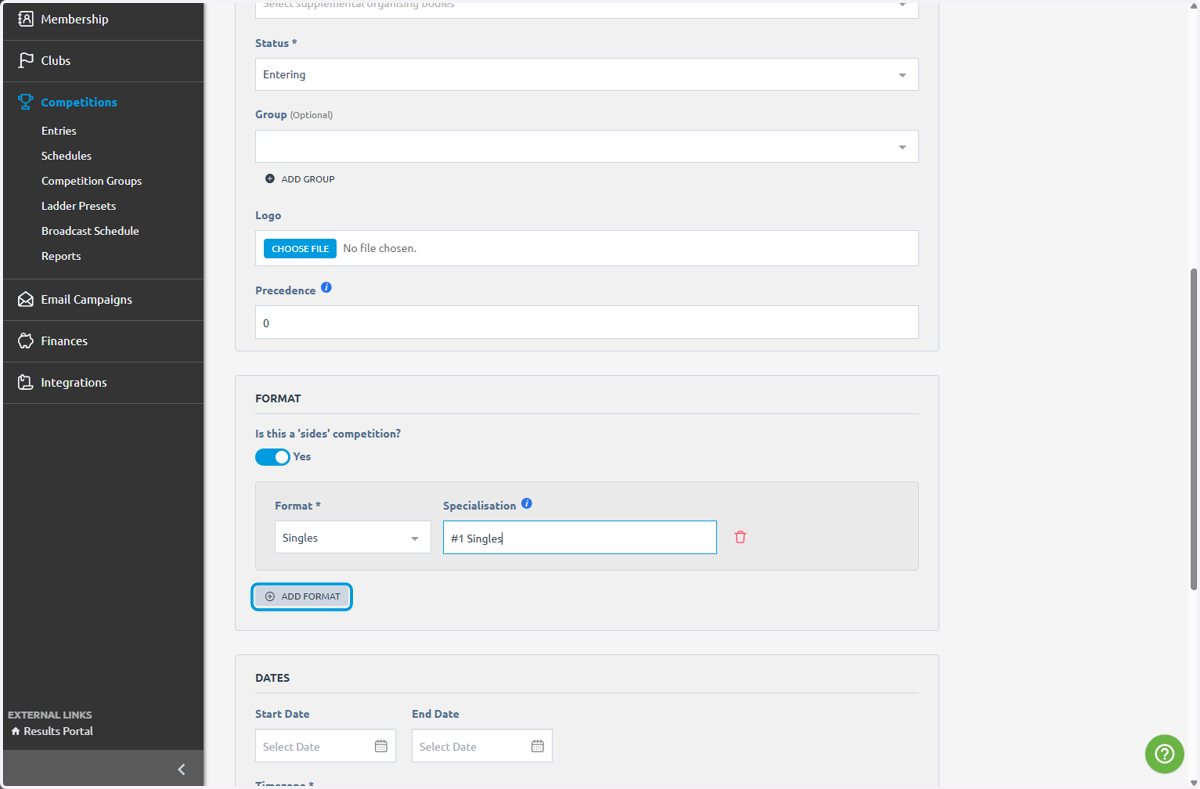Click on ADD FORMAT