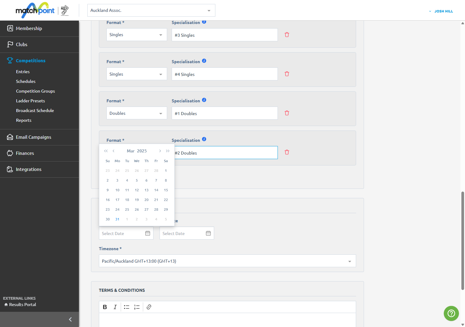 select date