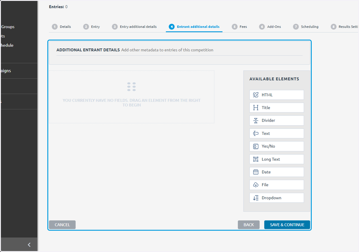Click on ADDITIONAL ENTRANT DETAILS…