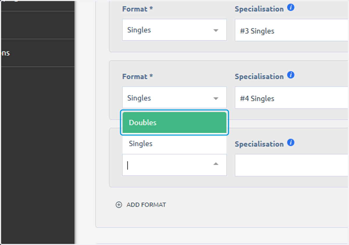 Click on Doubles