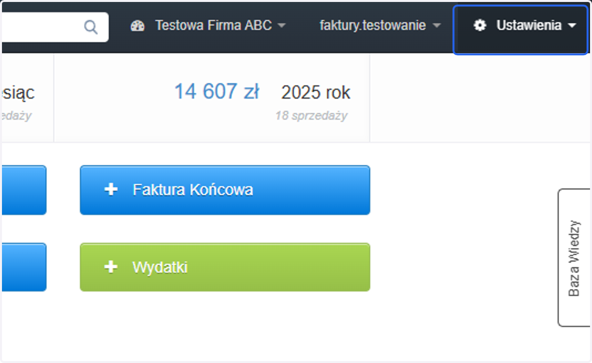 Aby aktywowa膰 automatyczn膮 fiskalizacj臋, przejd藕 do zak艂adki 'Ustawienia'.