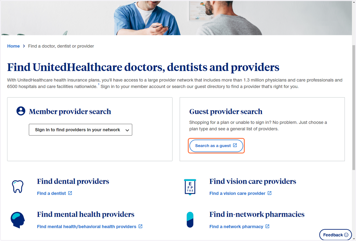 Click on Search as a guest