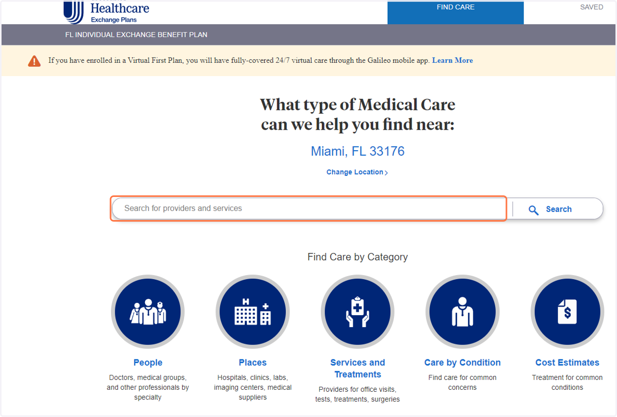 Click on Search for providers and services