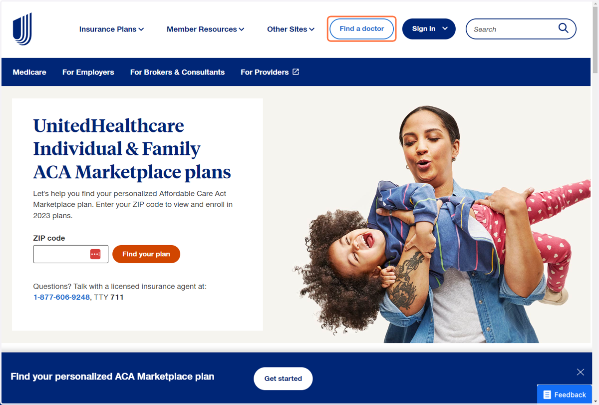 Click on Find a doctor