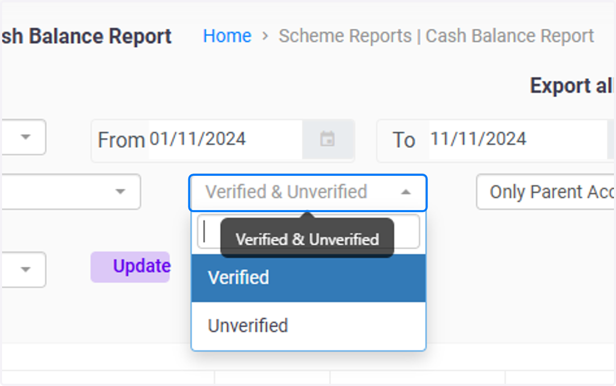 Click on Verified & Unverified