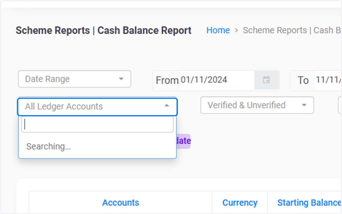 Selecting Ledger Accounts