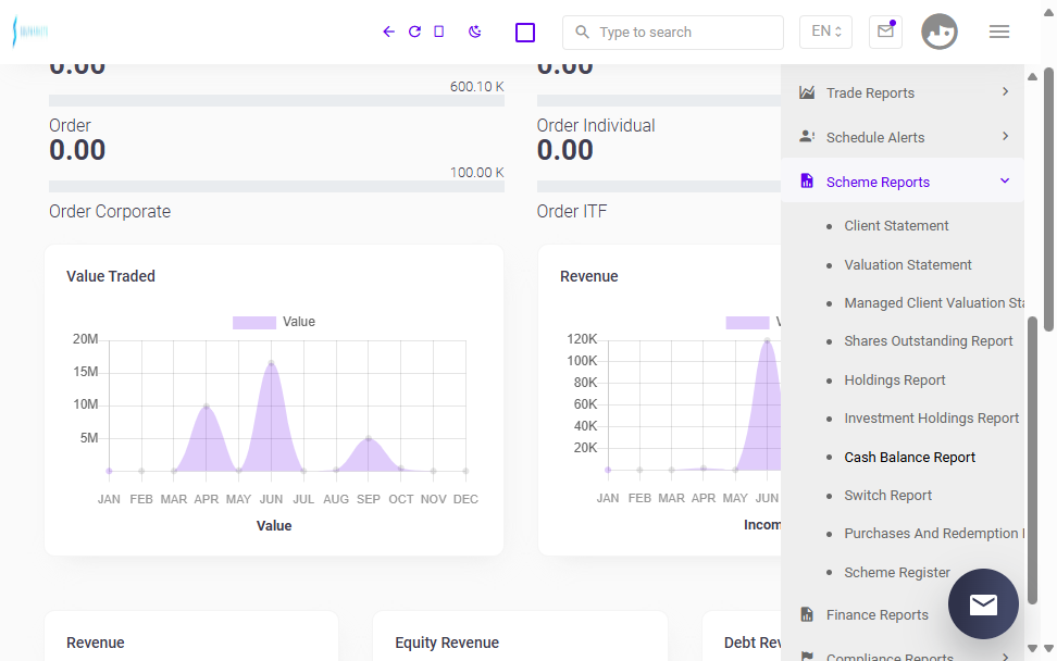 Click on Cash Balance Report