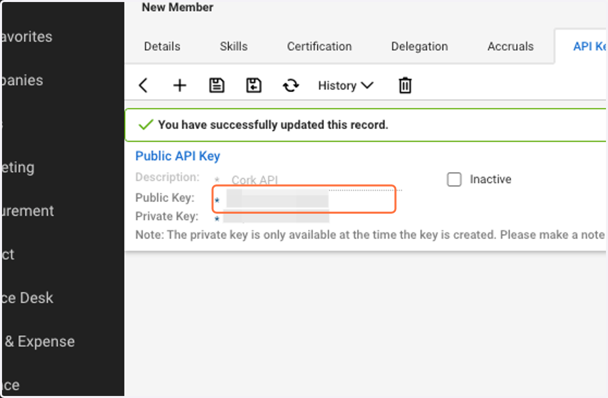 Copy "Public Key"
