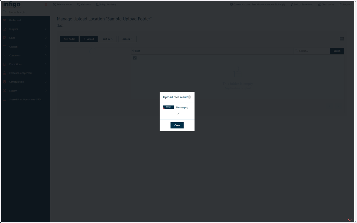 Click on Upload and select a file (or files) to upload