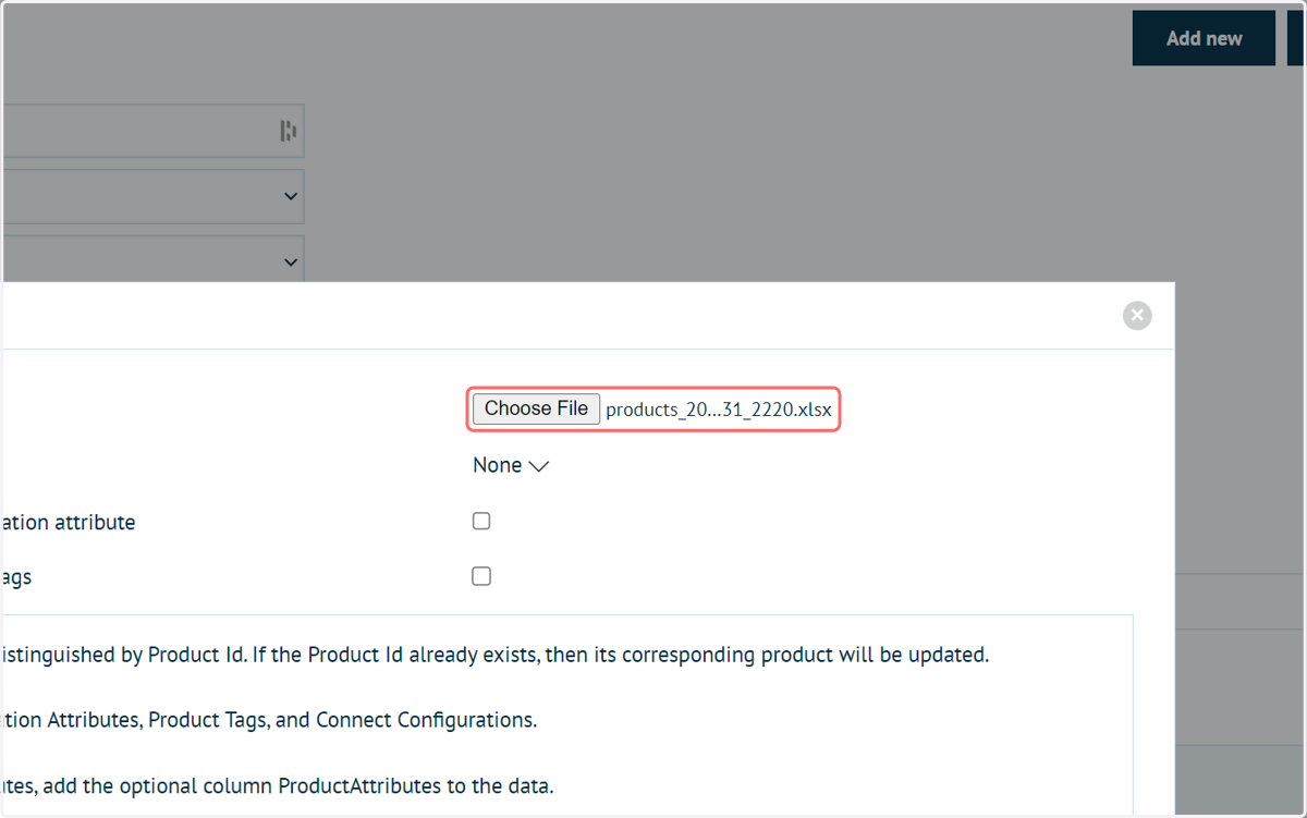 Select the file from the upload menu