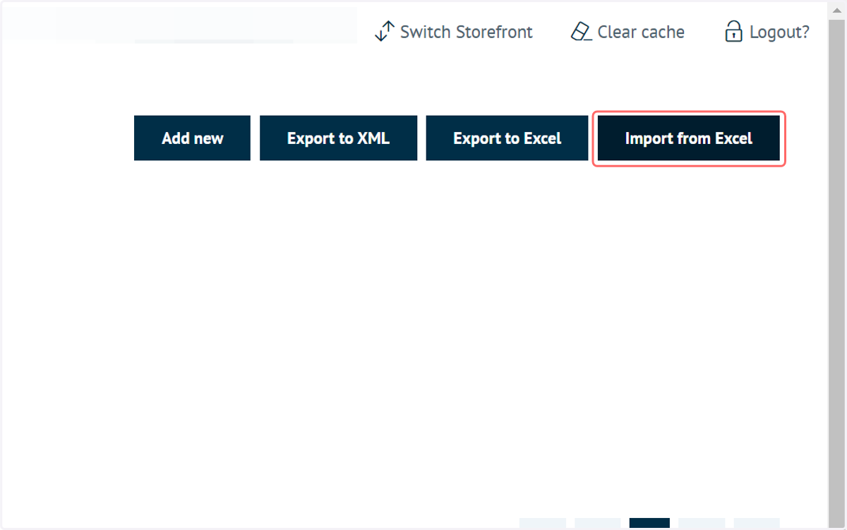 Click on Import from Excel