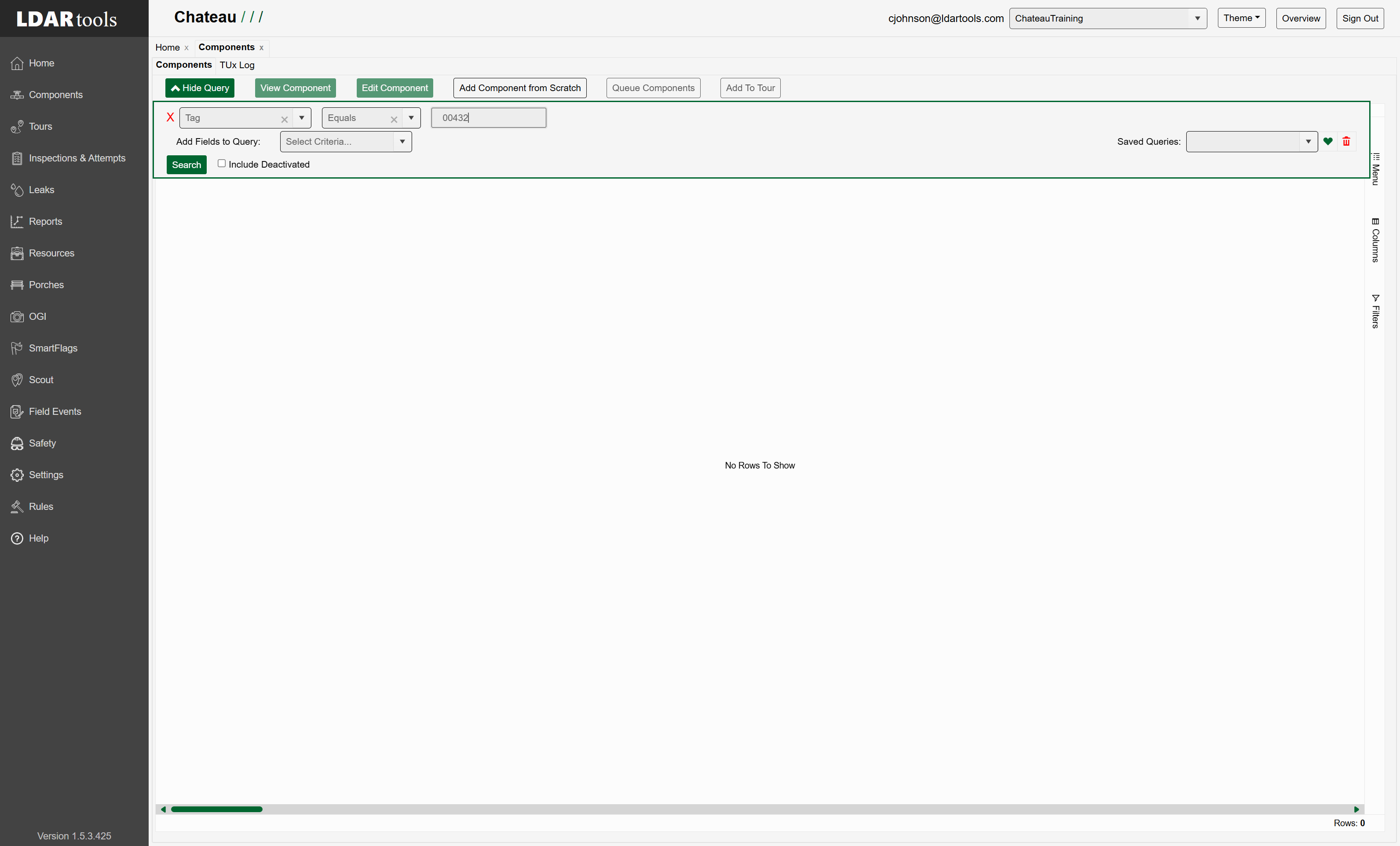Type the tag number of the specific component you need to deactivate and hit Enter
