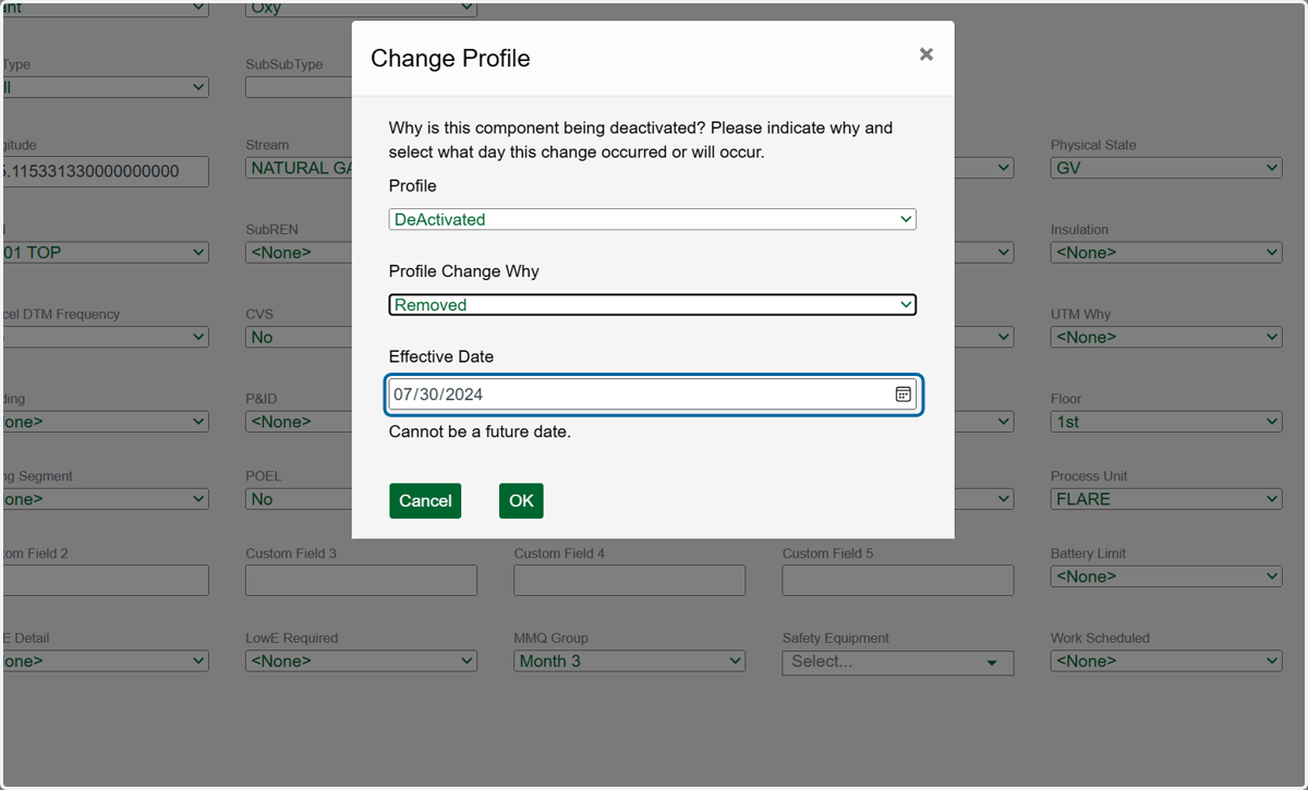 Select the date you want this deactivation to take place in the Effective Date box.
