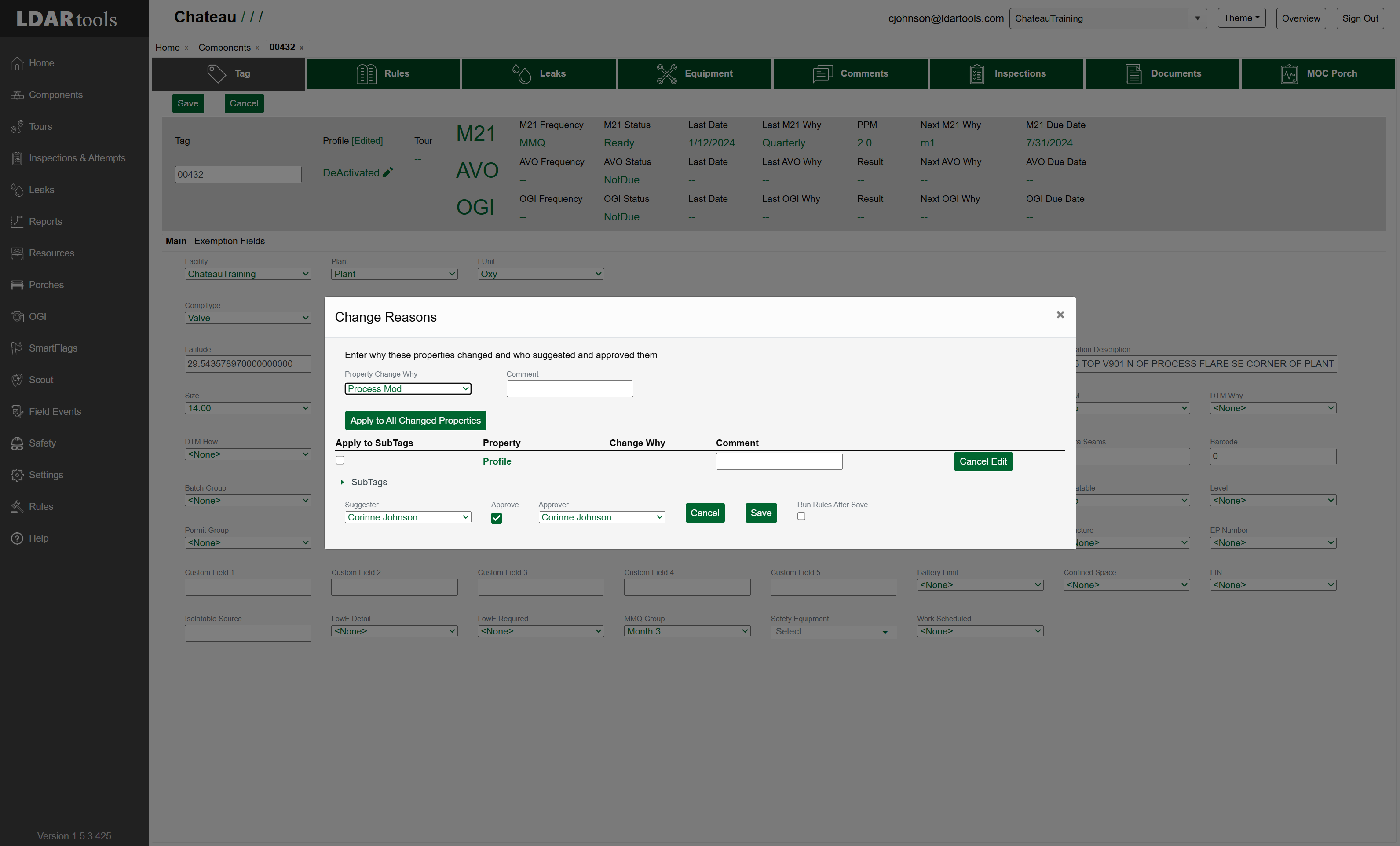 Select the reason for deactivation in the Profile Change Why dropdown.