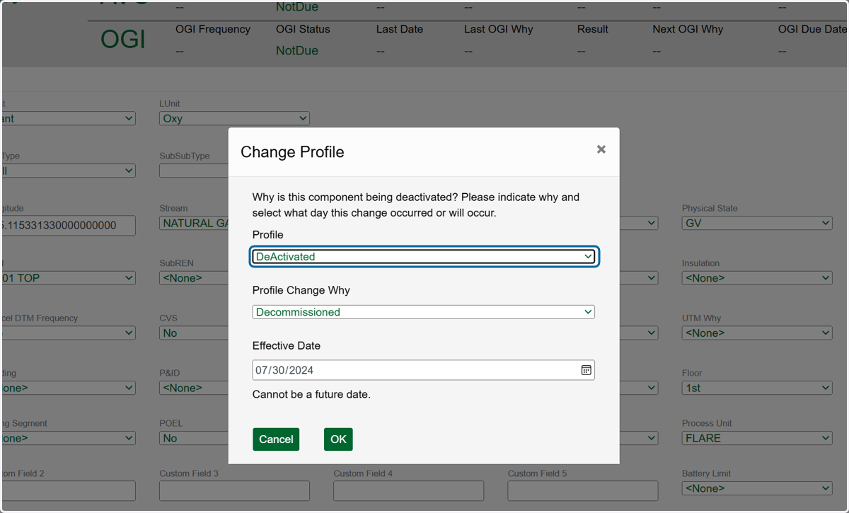 Select DeActivated in the Profile dropdown.