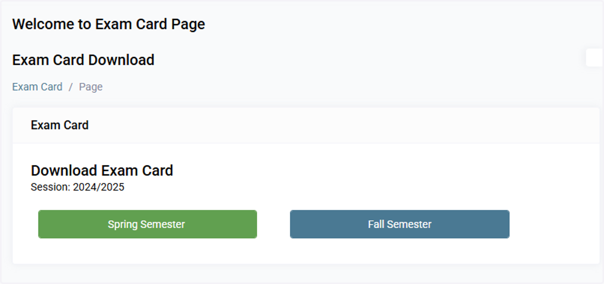 Download Exam Card…