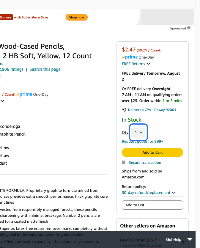 Click on Add to Cart