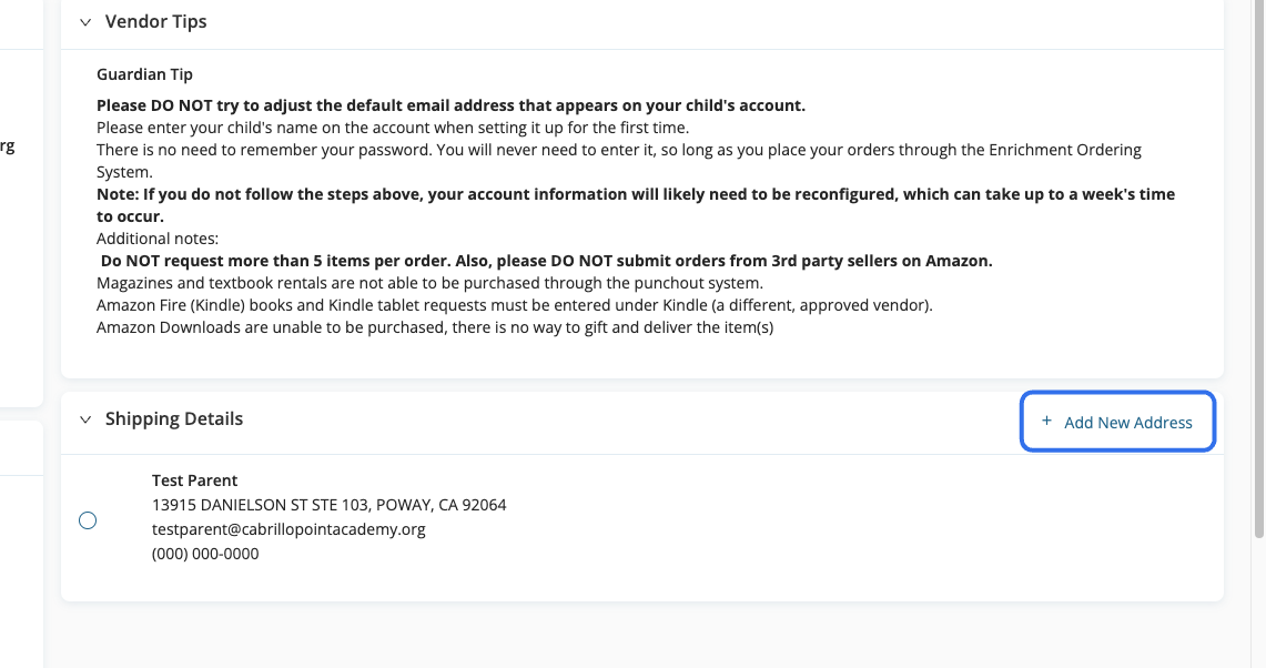 Select Shipping Address