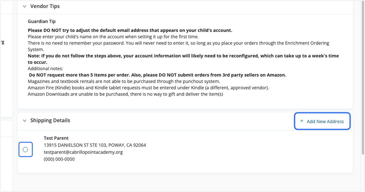 Select Shipping Address