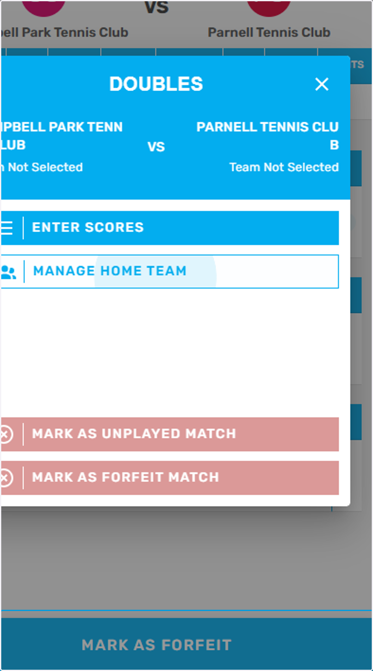 Click on Manage Home Team